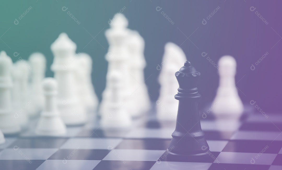 Conceito de ideias competitivas de estratégia empresarial com jogo de tabuleiro de xadrez