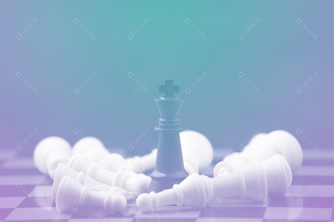 Conceito de ideias competitivas de estratégia empresarial com jogo de tabuleiro de xadrez