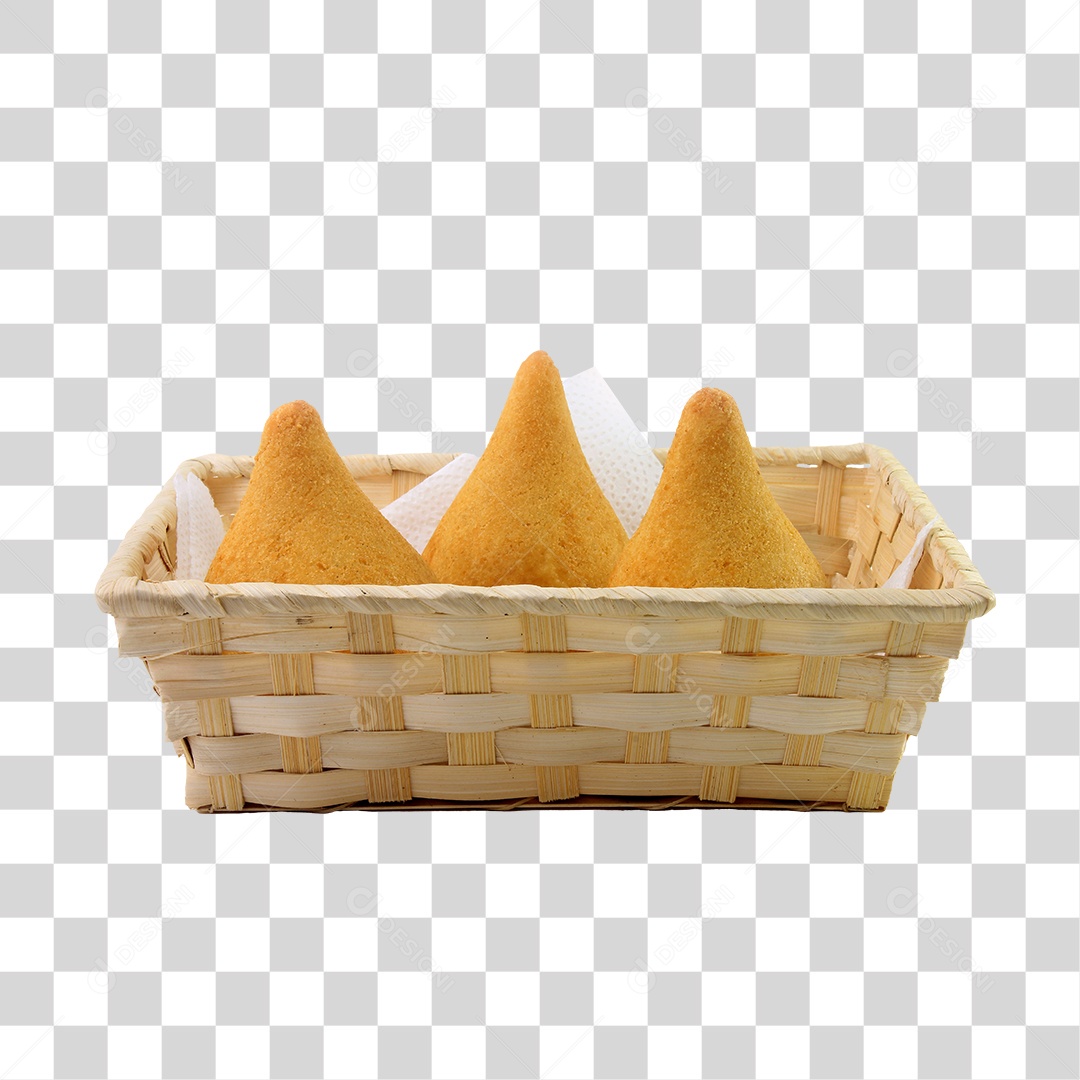 Cesta com Coxinhas salgado PNG