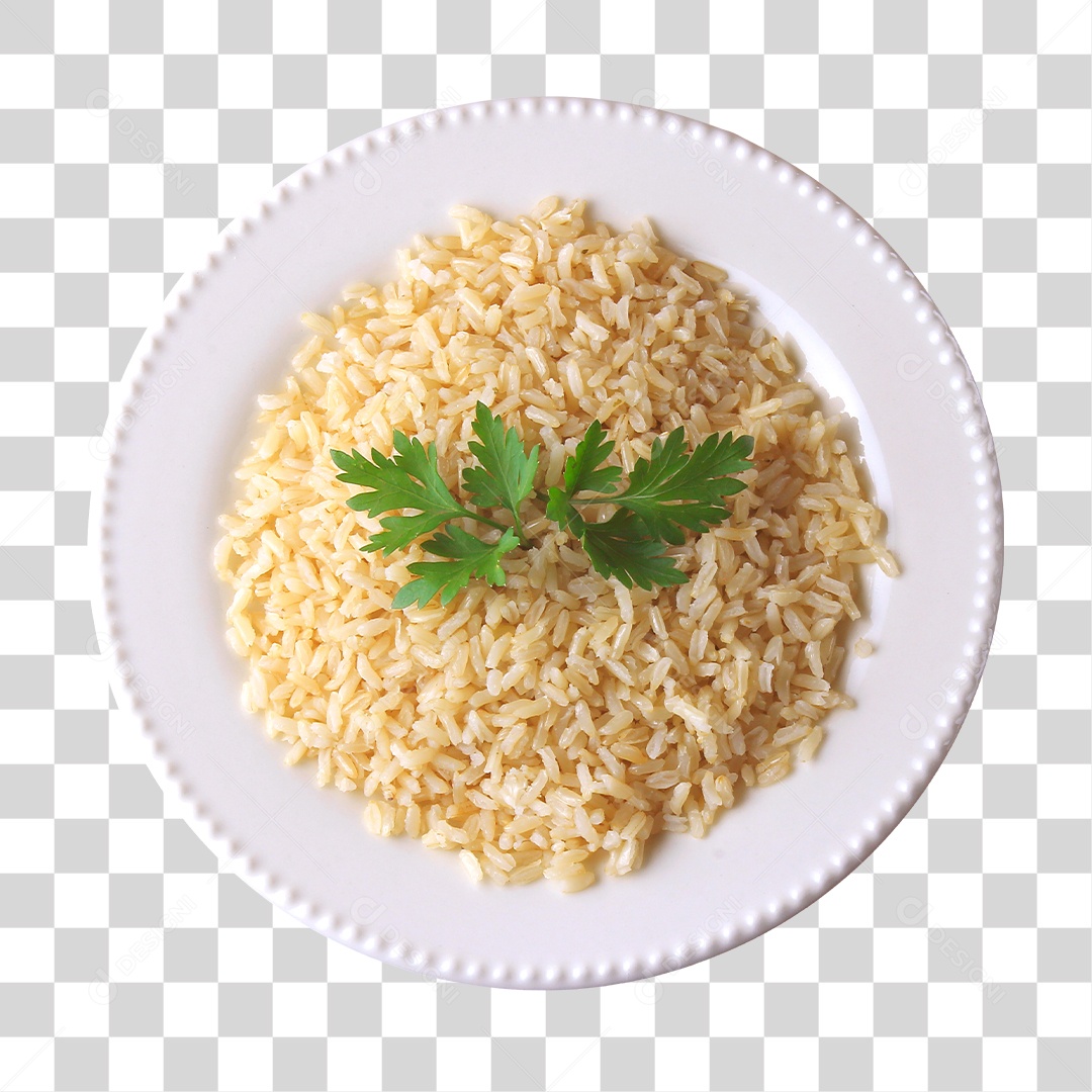 Prato de comida arroz com coentro sobre superfície PNG