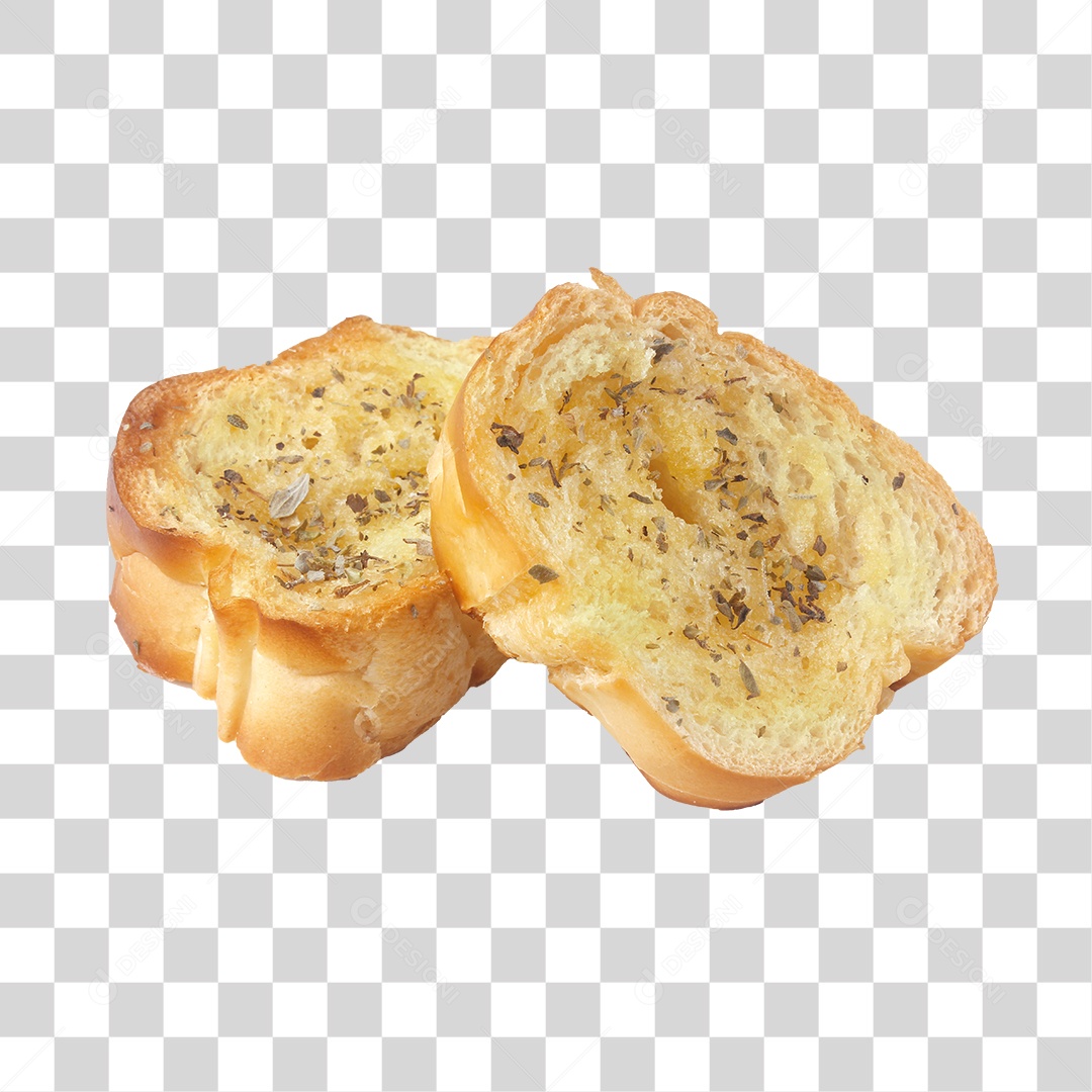 Pão de alho fatiado ao meio