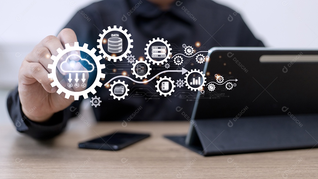 Diagrama de computação em nuvem. Tecnologia em nuvem. Armazenamento de dados. Rede