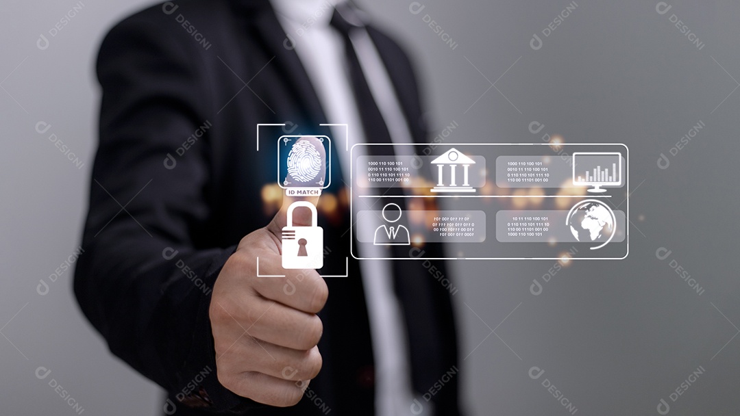 Conceito de tecnologia digital de segurança cibernética, empresários