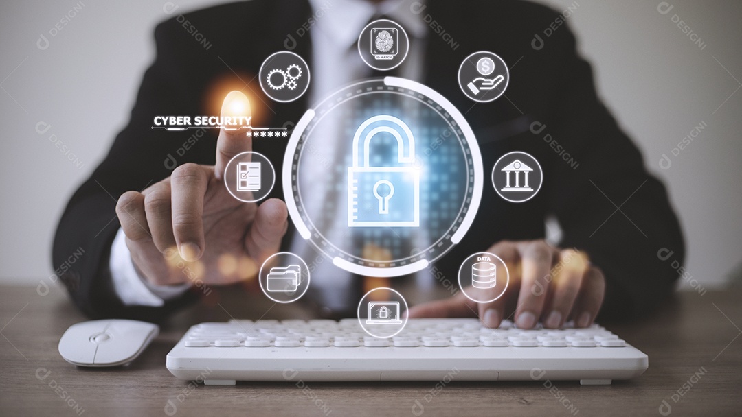 Internet de segurança cibernética e conceito de rede. segurança da informação