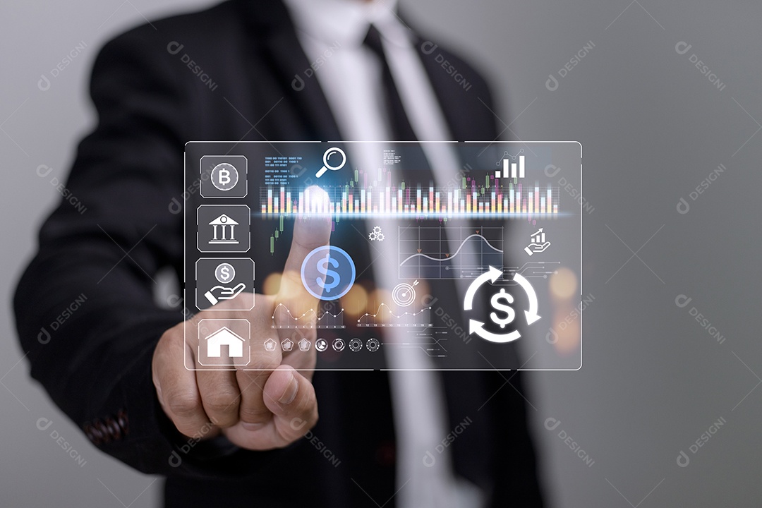 Gerente de comércio financeiro analisando os indicadores do mercado de ações