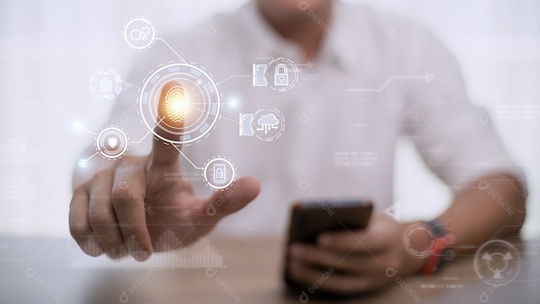 Tecnologia de digitalização de impressões digitais fornece segurança. transformação digital