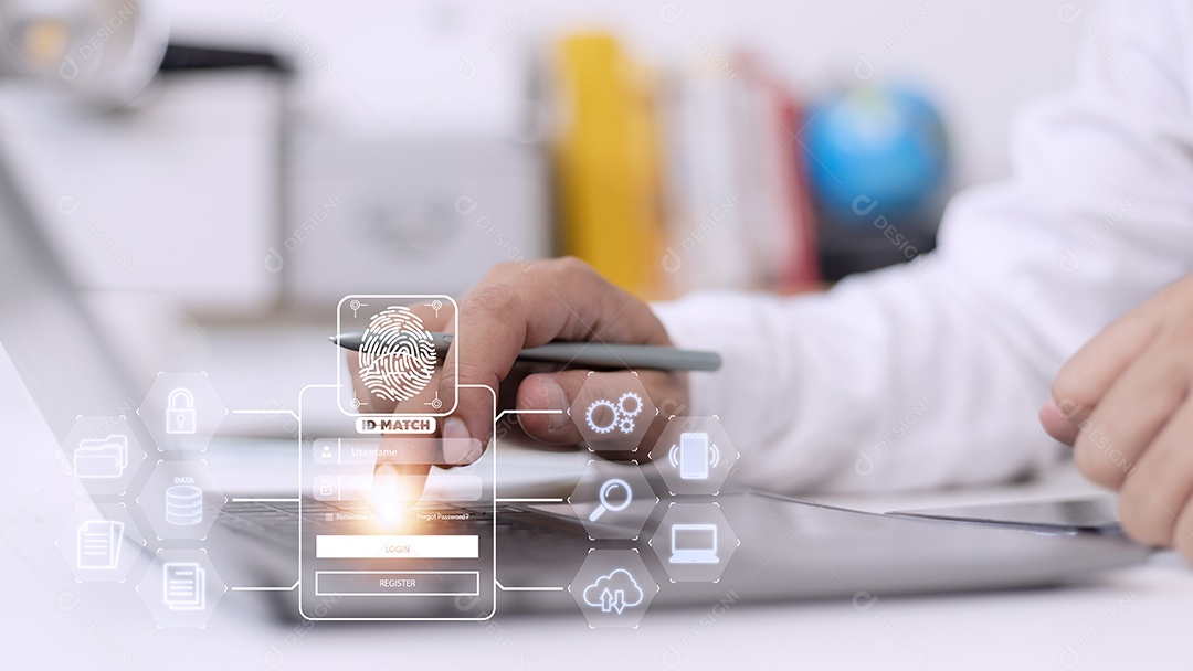 Digitalização de impressões digitais e autenticação biométrica, processamento