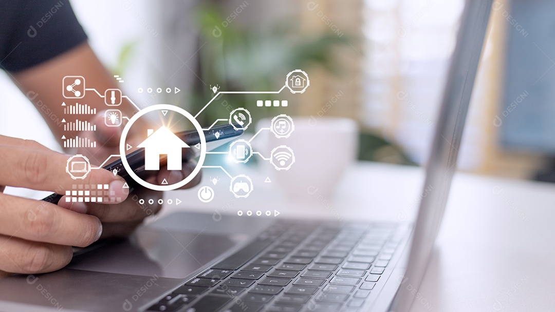 Controle de casa inteligente com Smartphone, Estilo de vida da pessoa no moderno