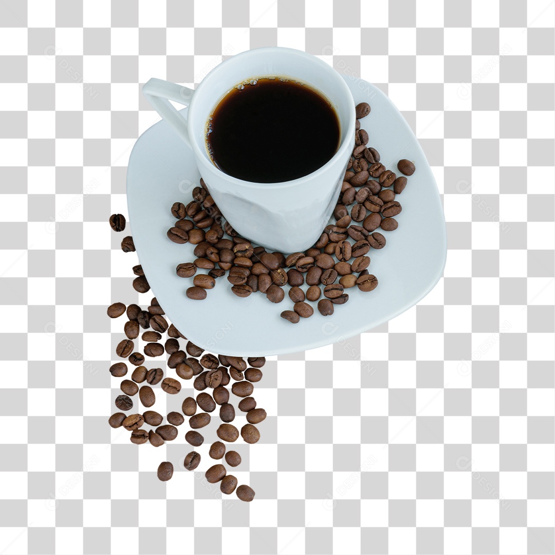 Xícara De Café e Grãos De Café PNG Transparente