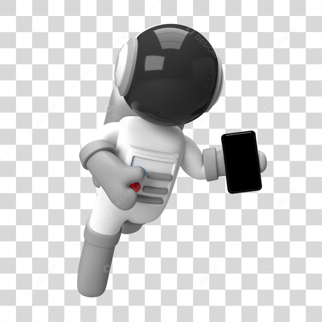 Elemento 3D de Astronauta e Telefone PNG Transparente