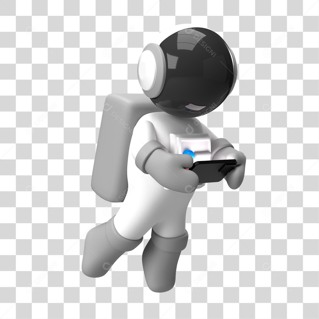 Elemento 3D de Astronauta e Telefone PNG Transparente