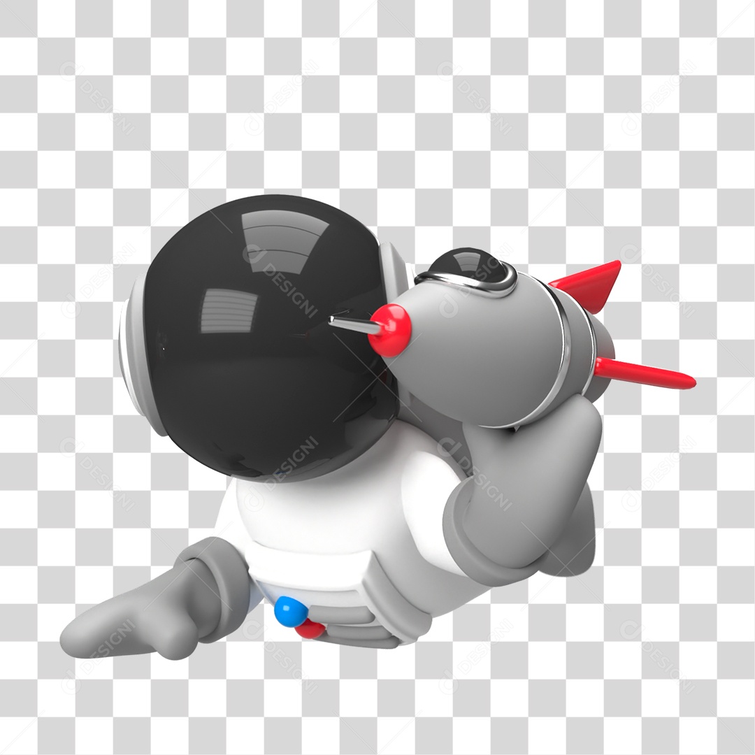 Elemento 3D de Astronauta no Foguete PNG Transparente