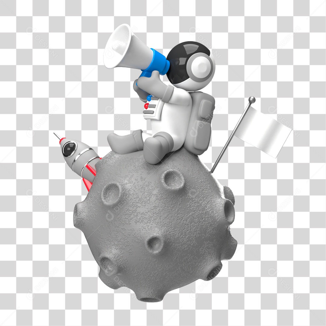 Elemento 3D de Astronauta PNG Transparente