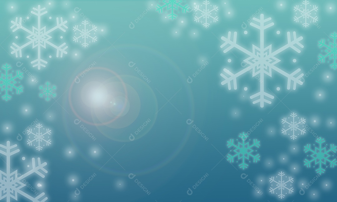 Fundo de Natal de várias cores e floco de neve branco e azul.