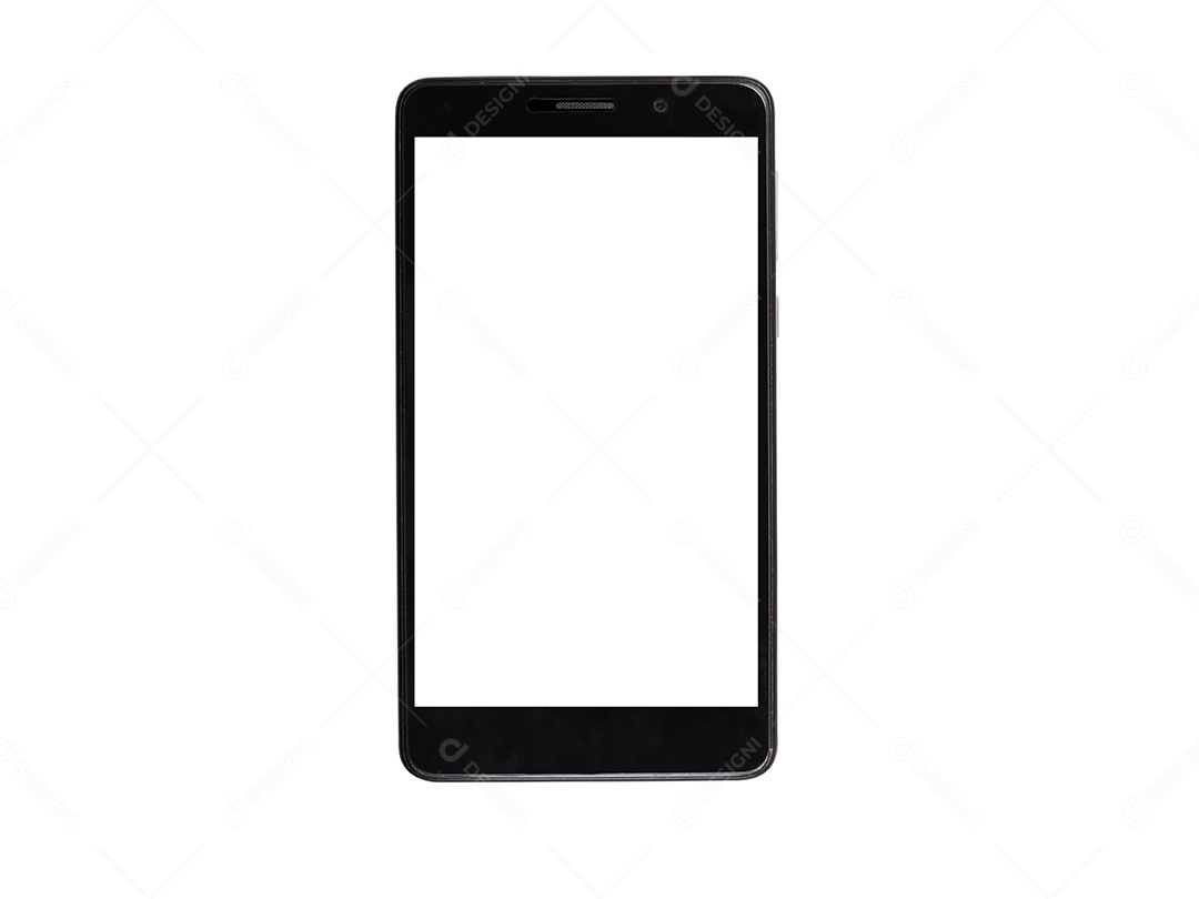Fundo branco isolado de telefone preto.
