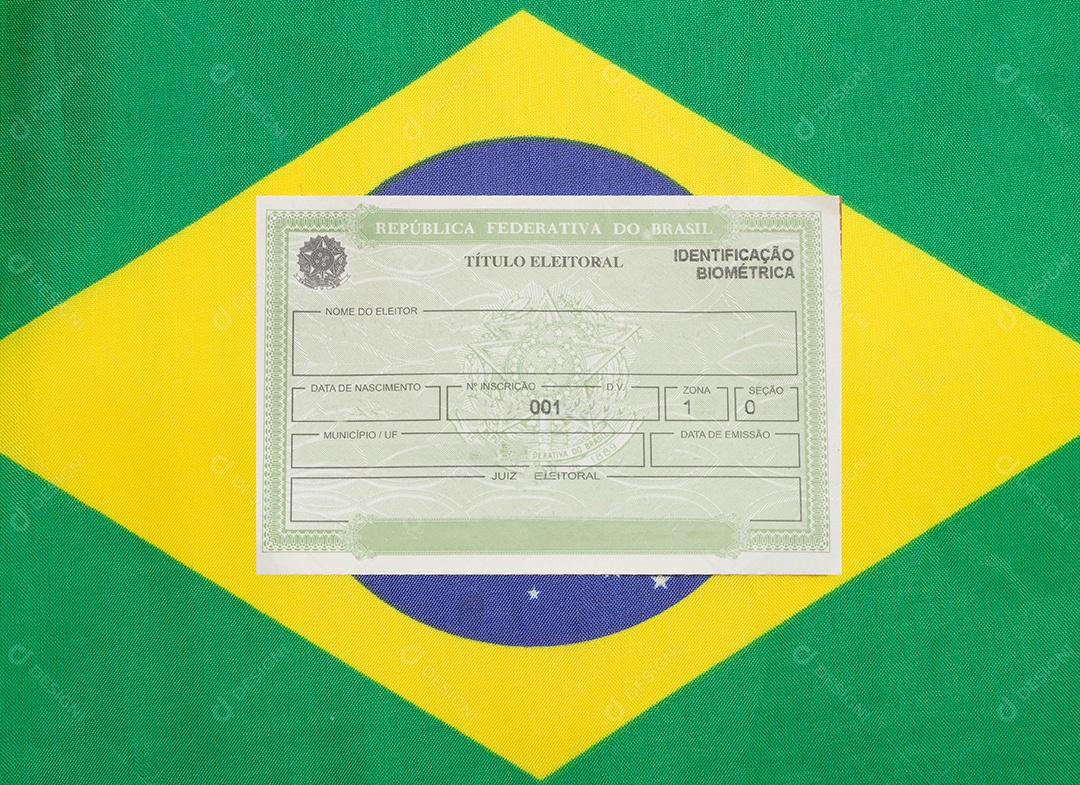 documento eleitoral brasileiro sob a bandeira brasileira