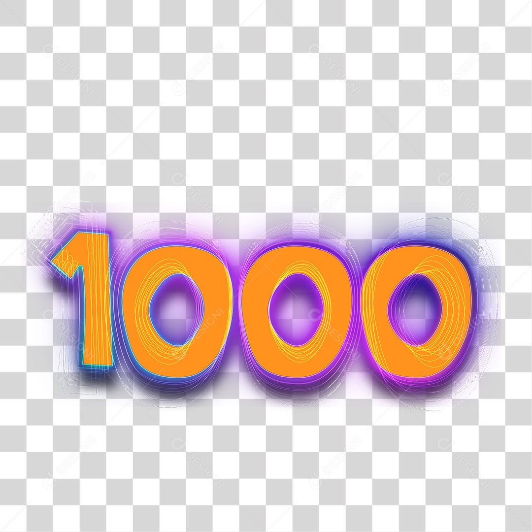 Número 3D Para Composição 1000 PNG Transparente