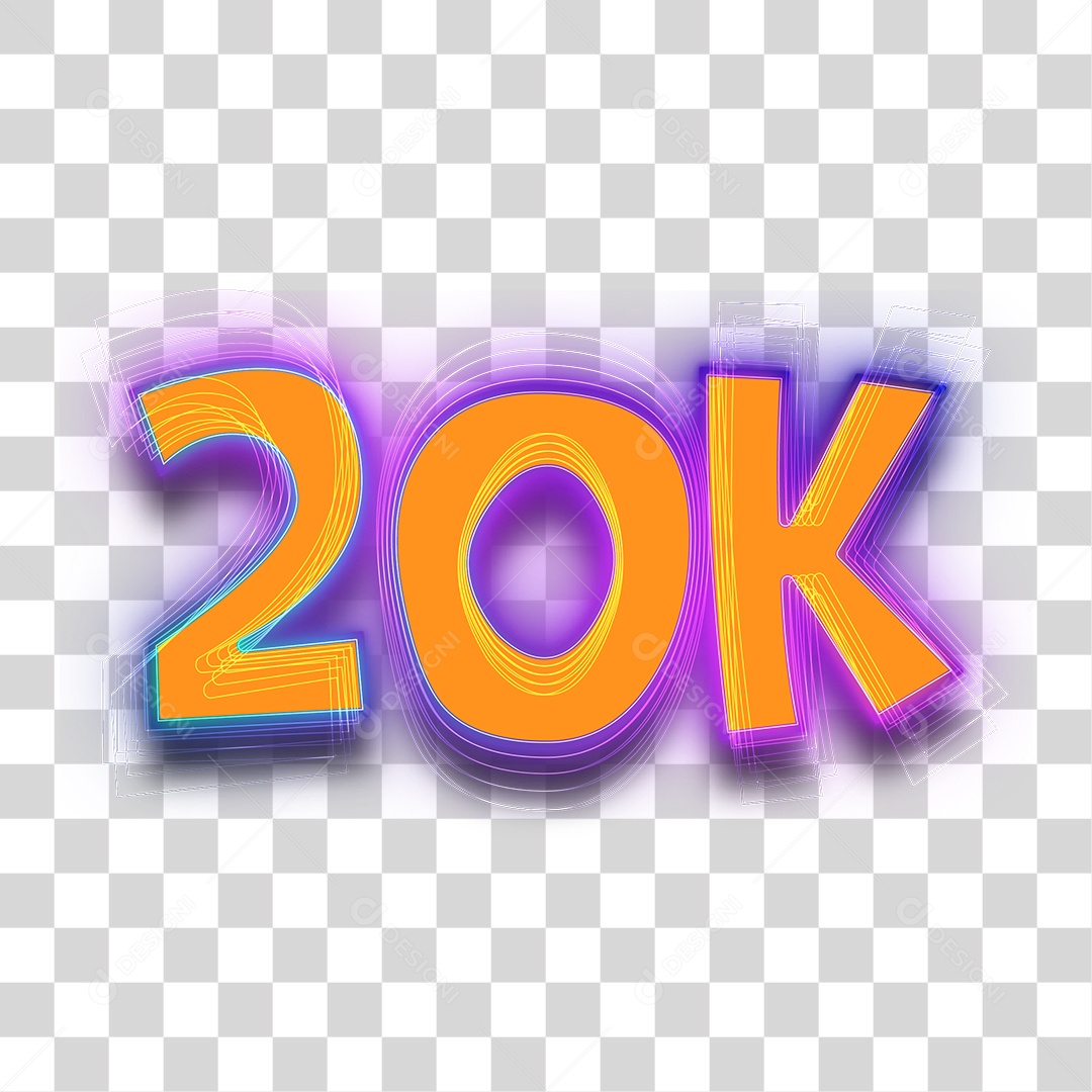 Número 3D Para Composição 20K PNG Transparente