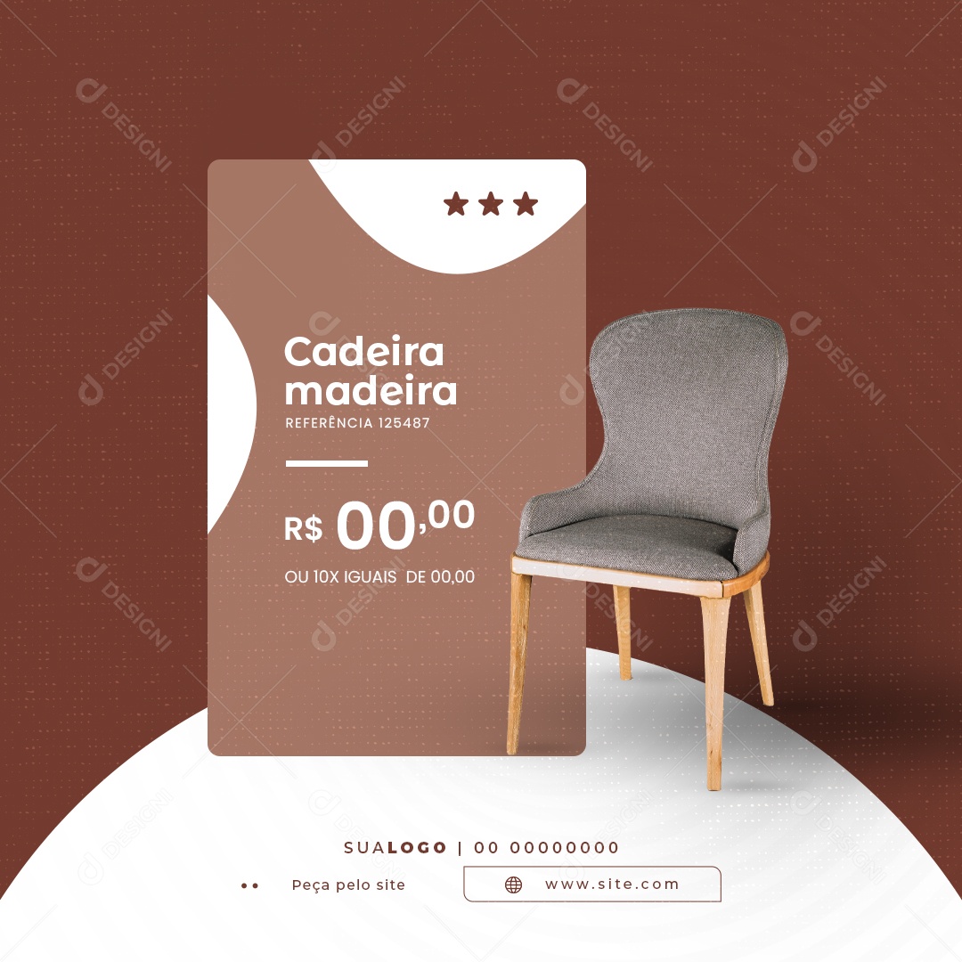 Loja de Móveis Cadeira de Madeira Social Media PSD Editável