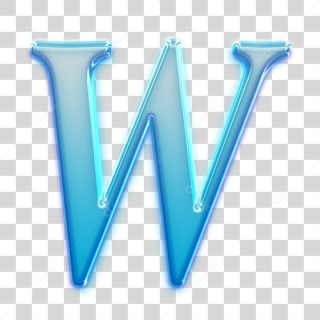 Letra 3D Para Composição W PNG Transparente