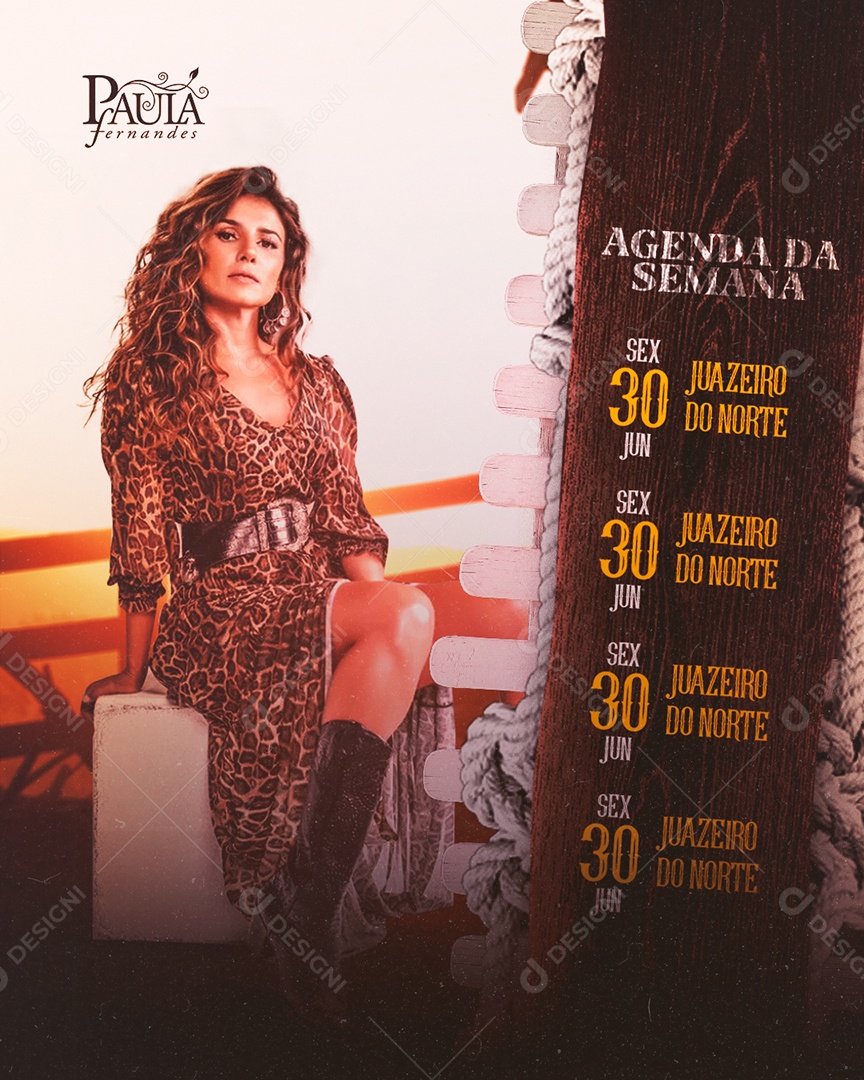 Agenda Semanal Paula Fernandes Flyer Social Media PSD Editável