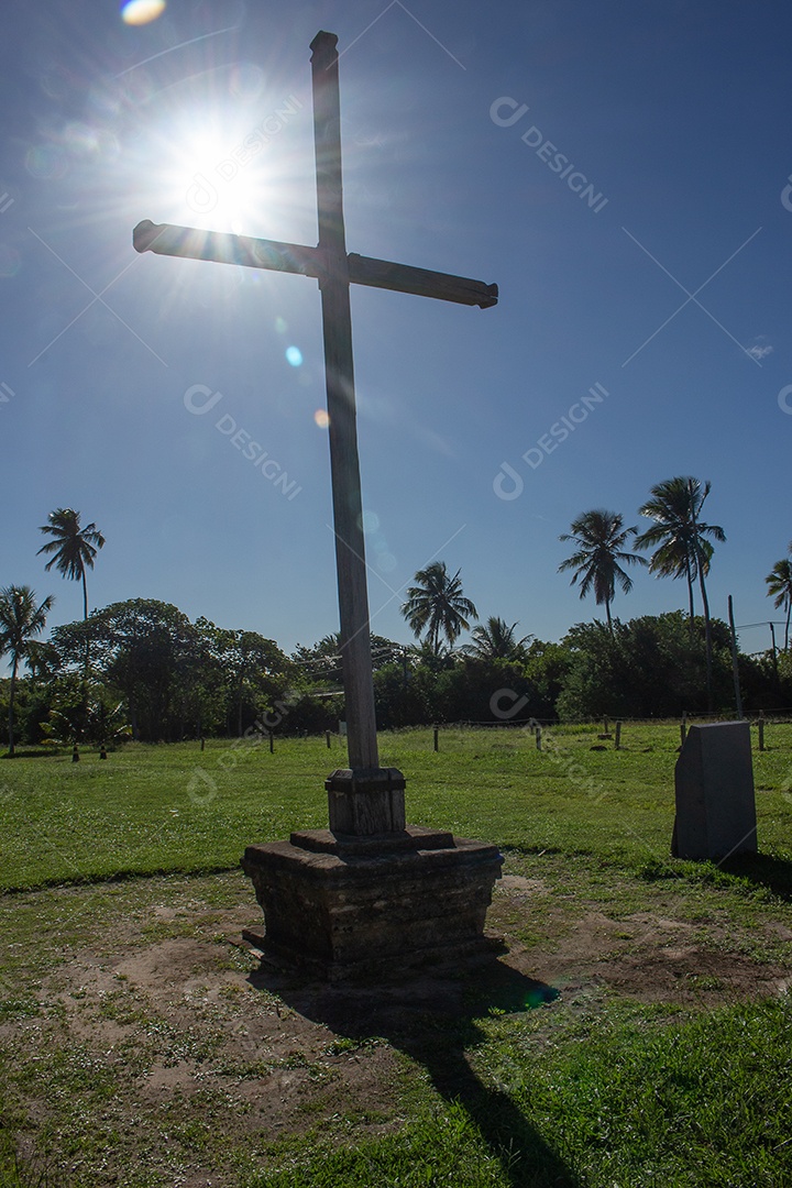 Vista incrível da paisagem e ruínas do castelo garcia davila na Praia do Forte