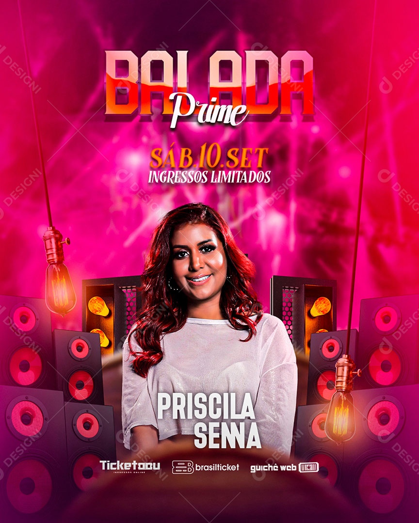 Flyer Show Balada Priscila Senna Social Media PSD Editável