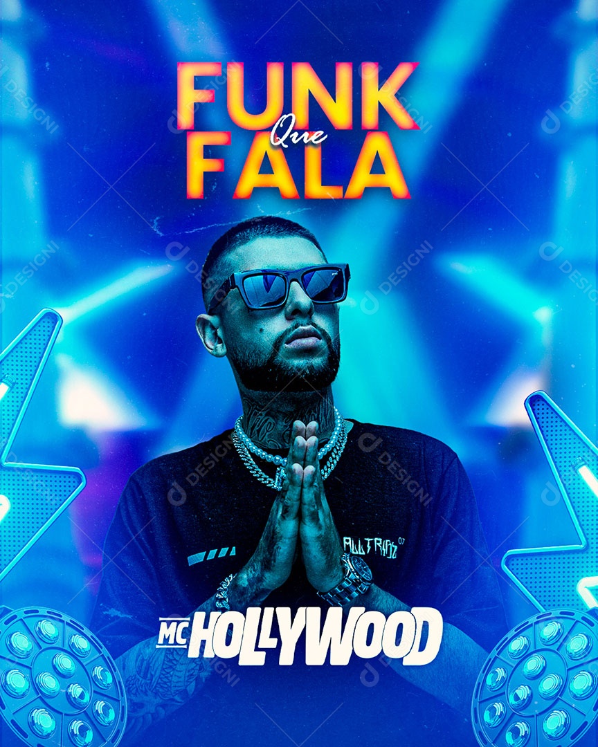 Flyer Show Funk MC Hollywood Social Media PSD Editável