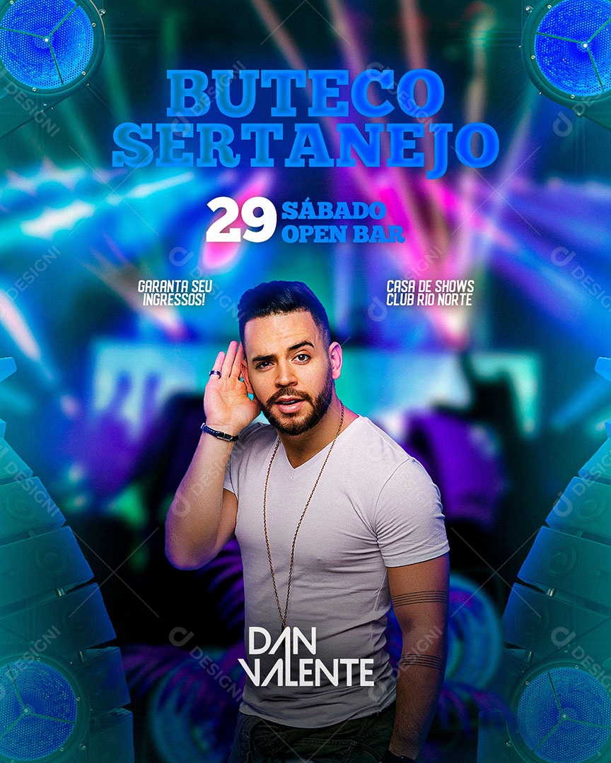 Flyer Boteco Sertanejo Dan Valente Social Media PSD Editável