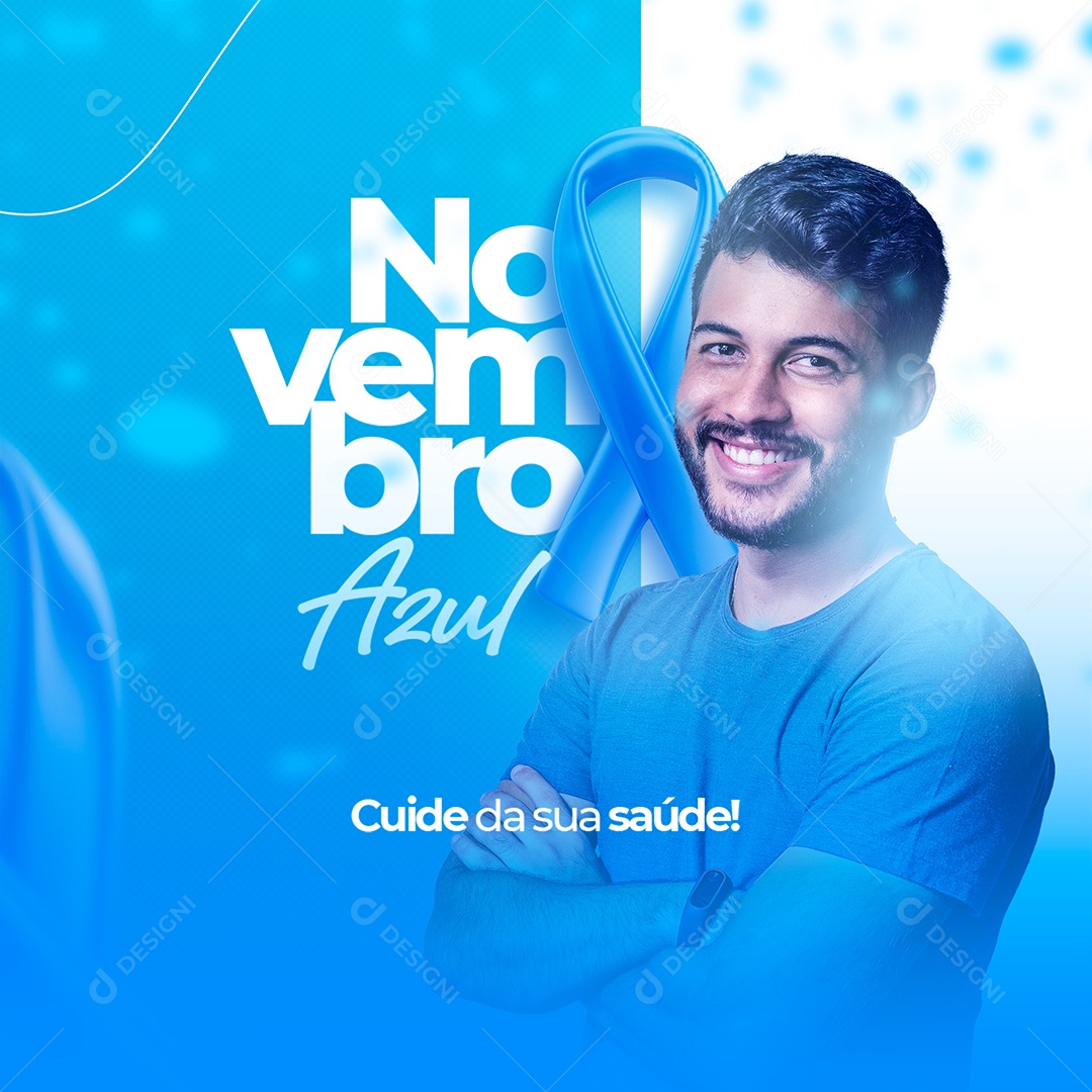 Cuida da Sua Saúde Novembro Azul Social Media PSD Editável