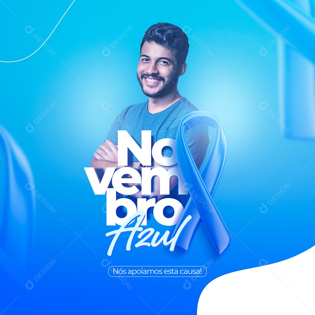 Nós Apoiamos Esta Causa Novembro Azul Social Media PSD Editável