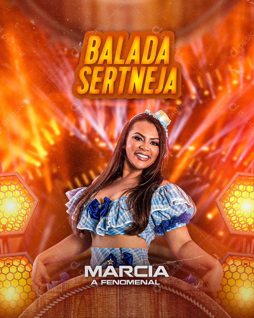 Flyer Show Balada Sertaneja Marcia Fenomenal Social Media PSD Editável