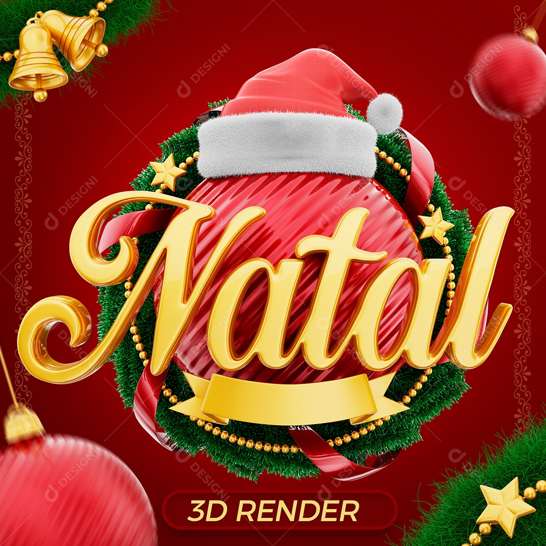 Natal Selo 3D para Composição PSD