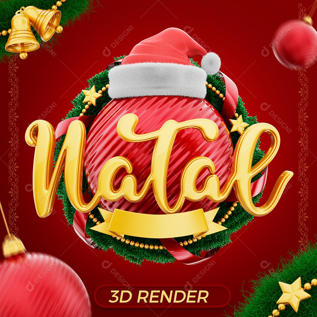 Natal Selo 3D para Composição PSD