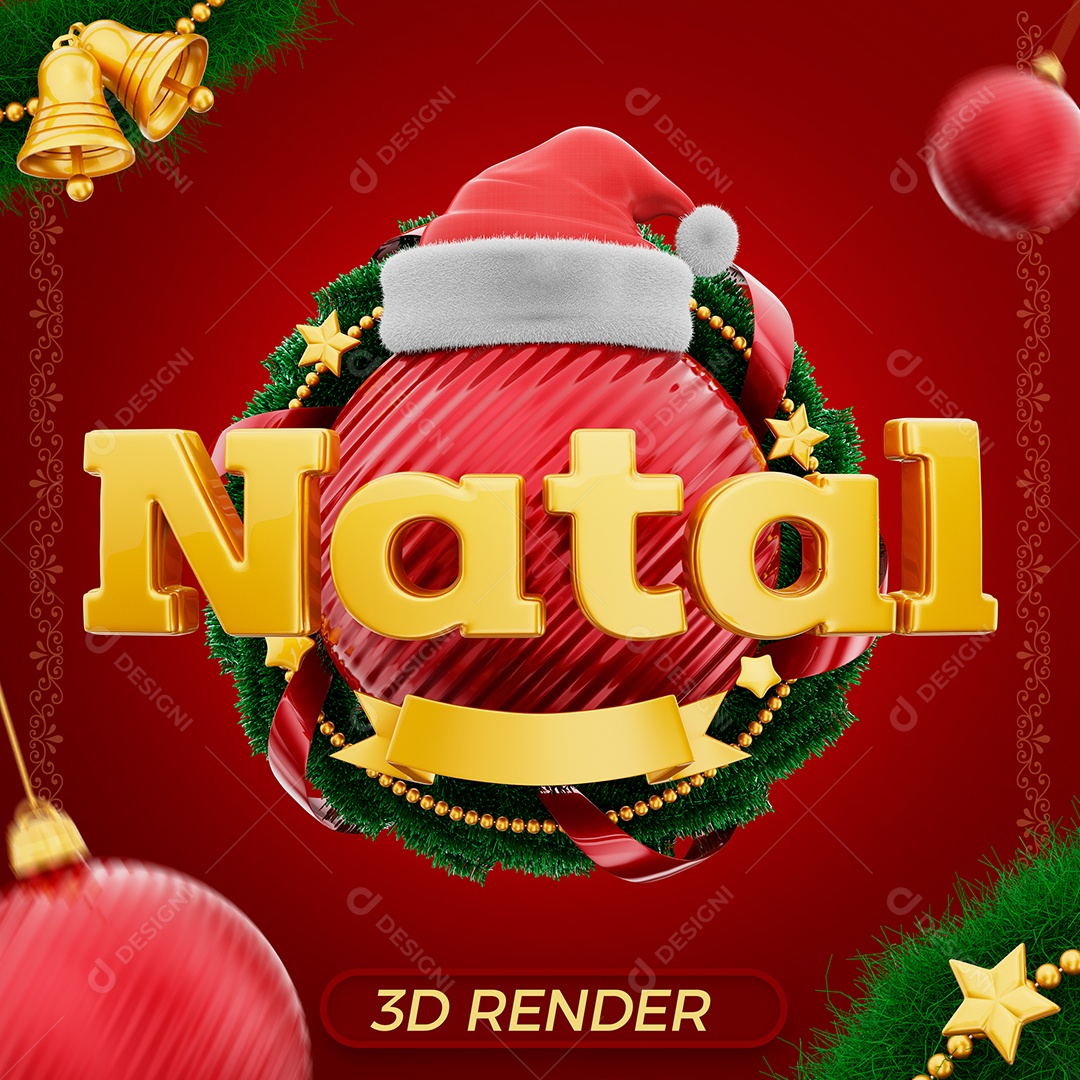 Natal Selo 3D para Composição PSD