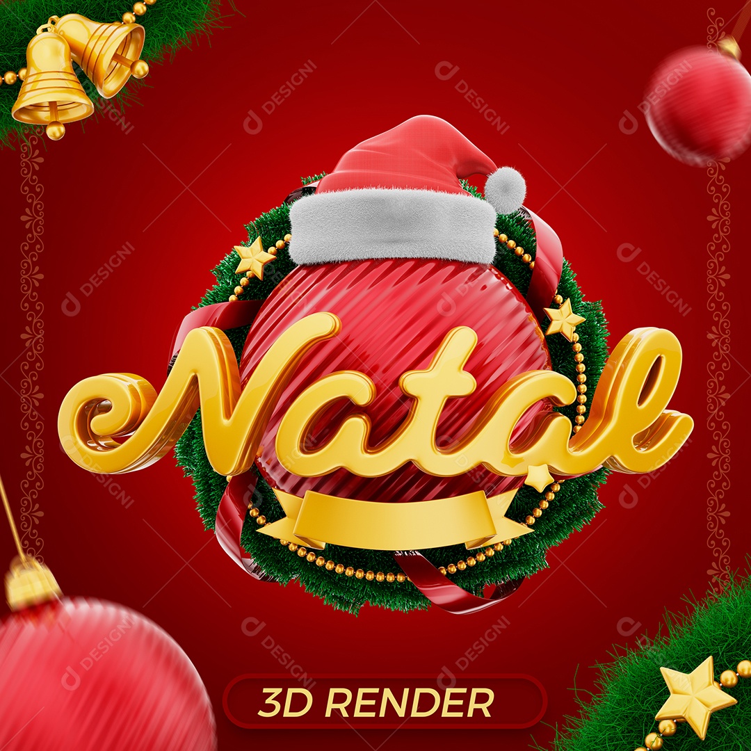 Natal Selo 3D para Composição PSD