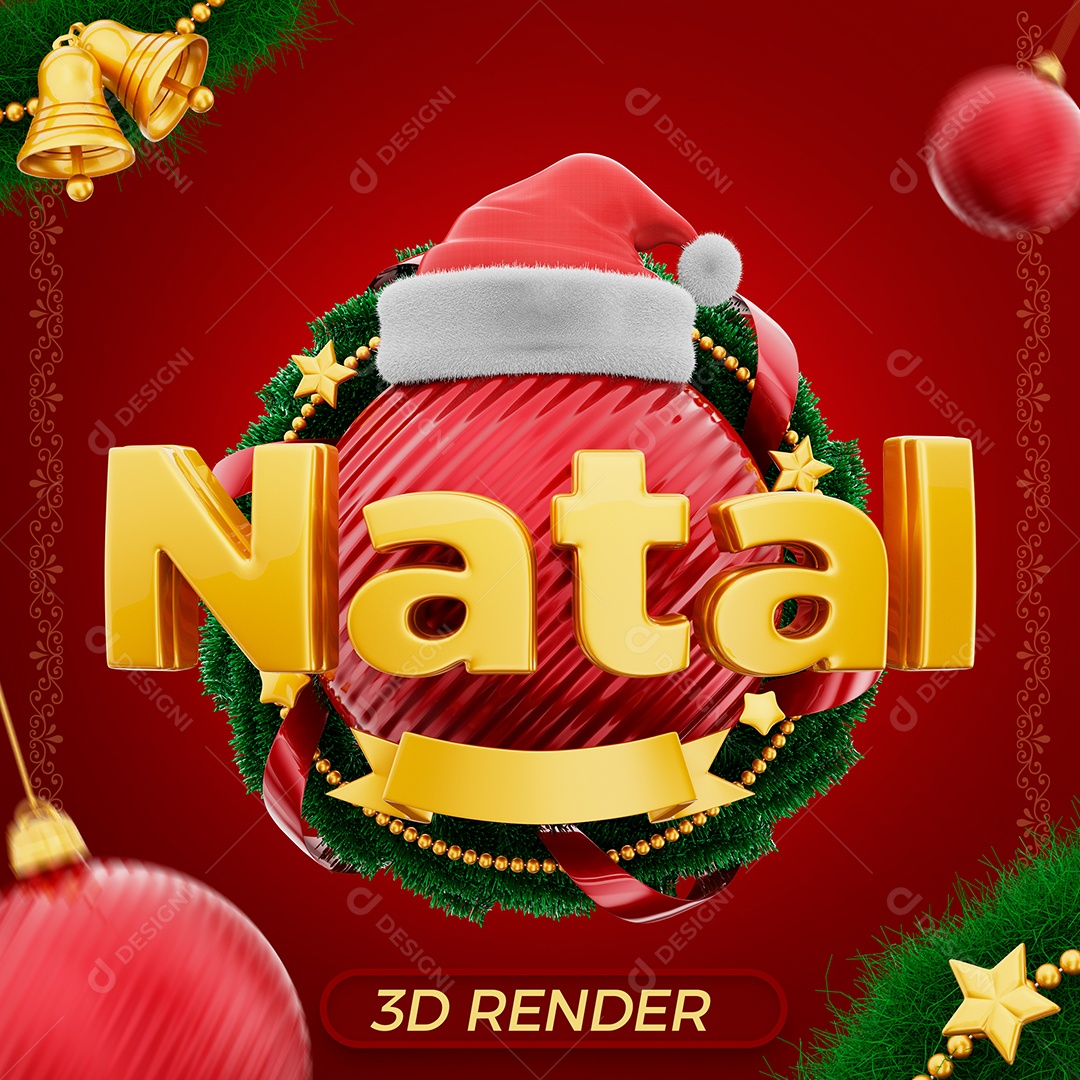 Natal Selo 3D para Composição PSD