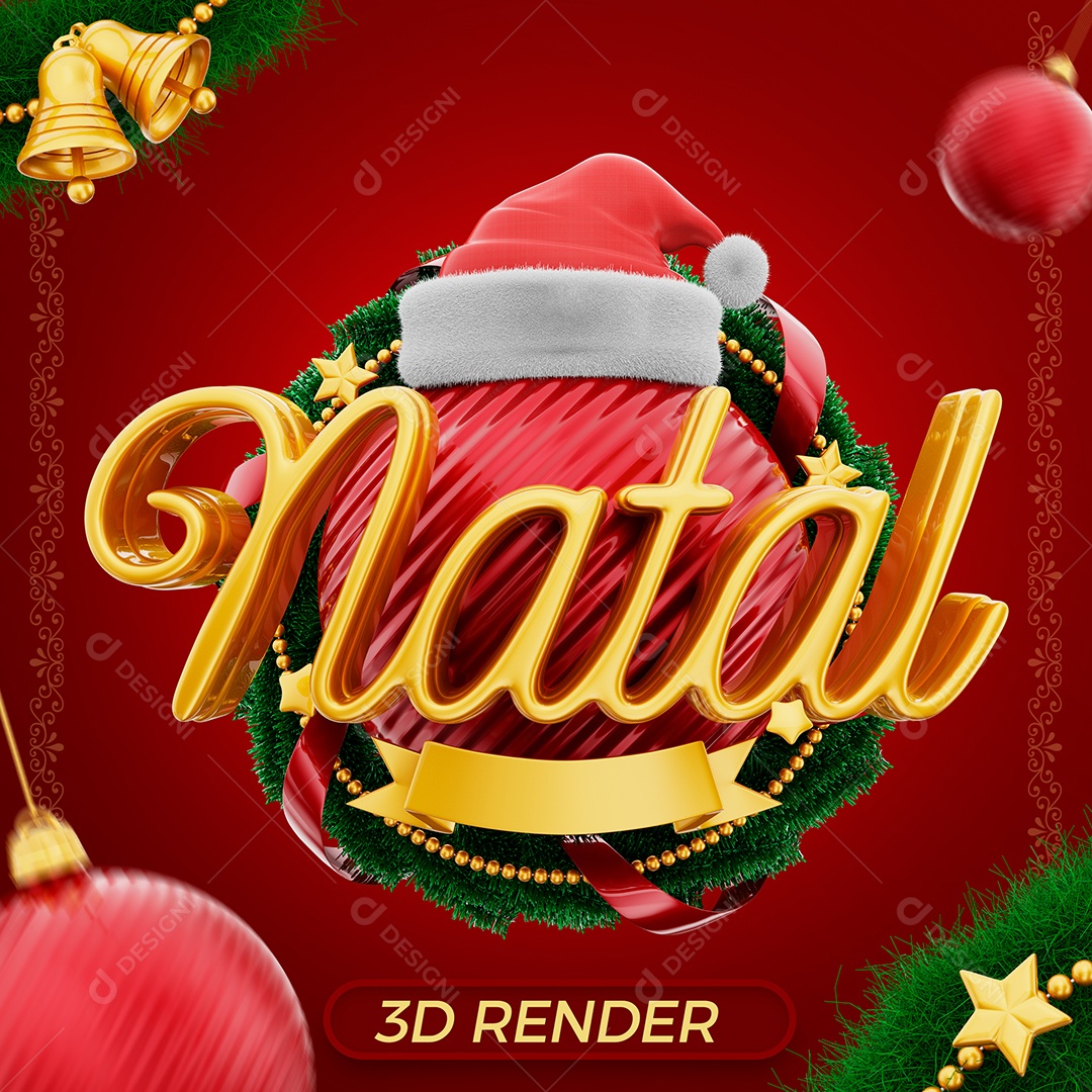 Natal Selo 3D para Composição PSD