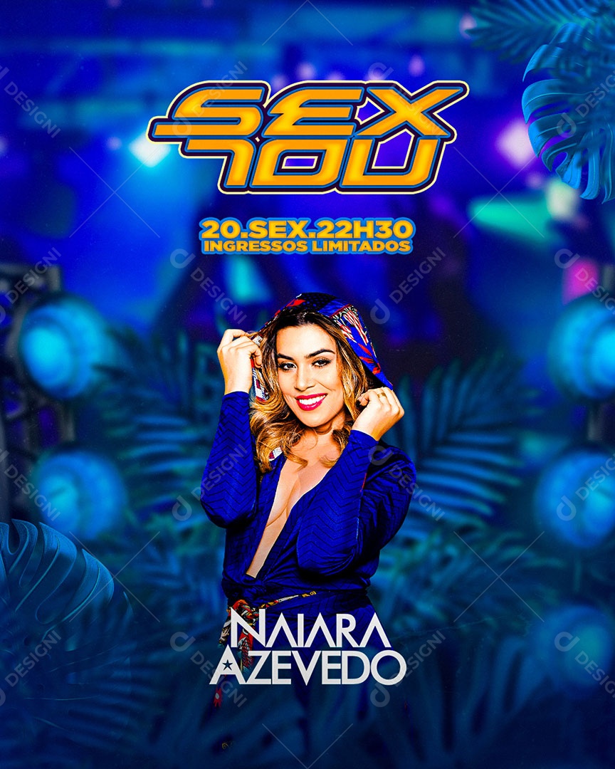 Flyer Show Sextou com Naiara Azevedo Social Media PSD Editável