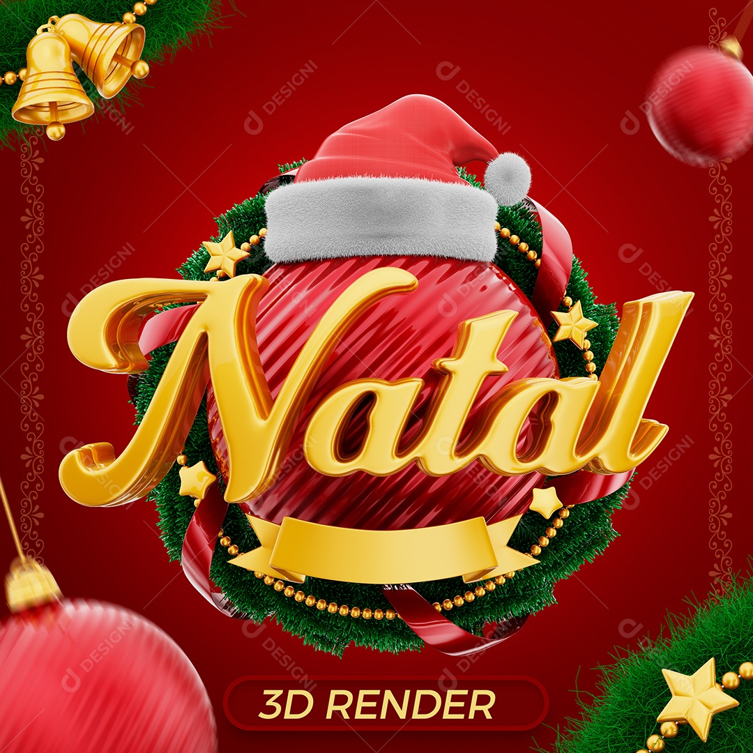 Natal Selo 3D para Composição PSD