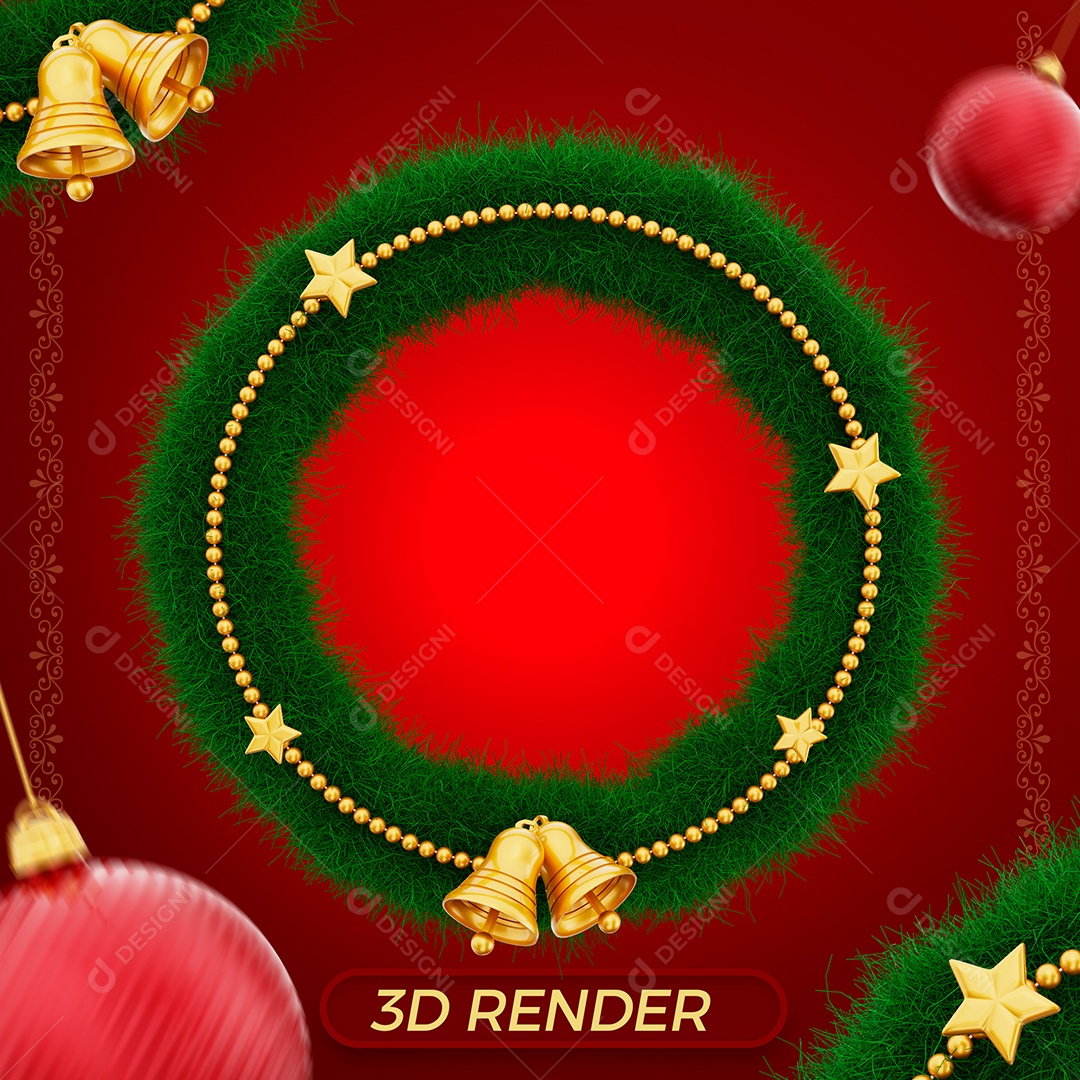 Guirlanda de Natal Elemento 3D para Composição PSD