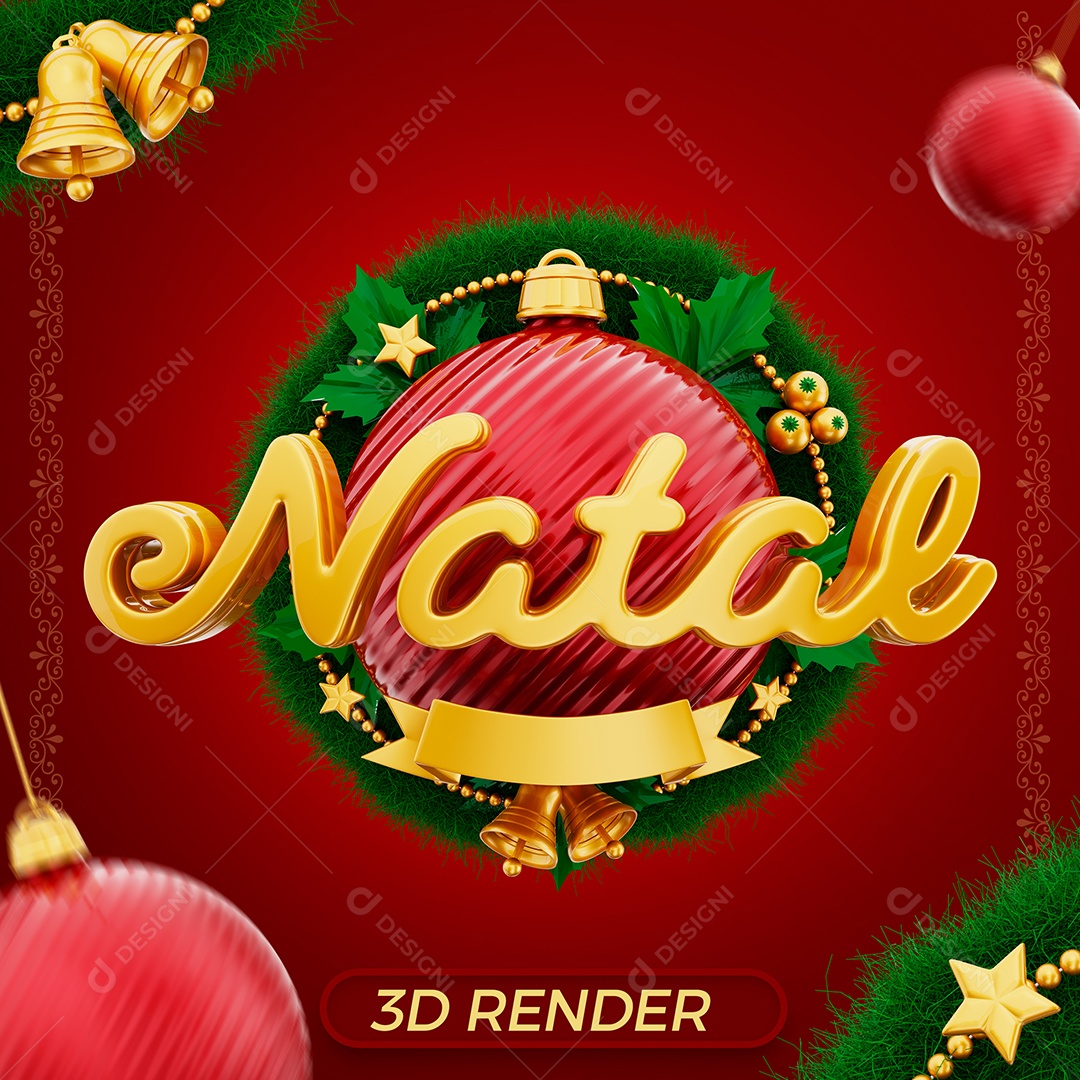 Natal Selo 3D para Composição PSD