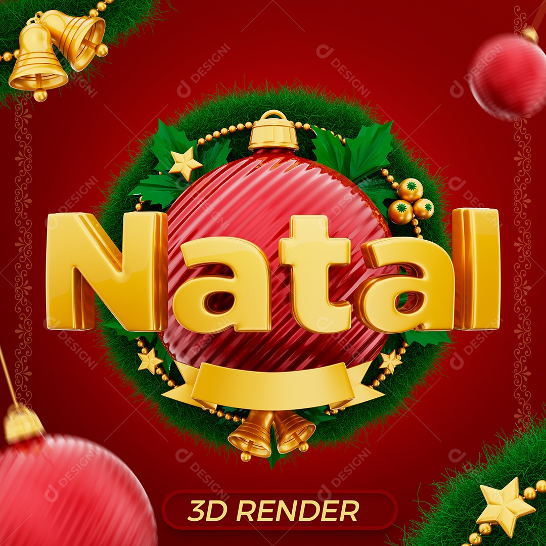 Natal Selo 3D para Composição PSD