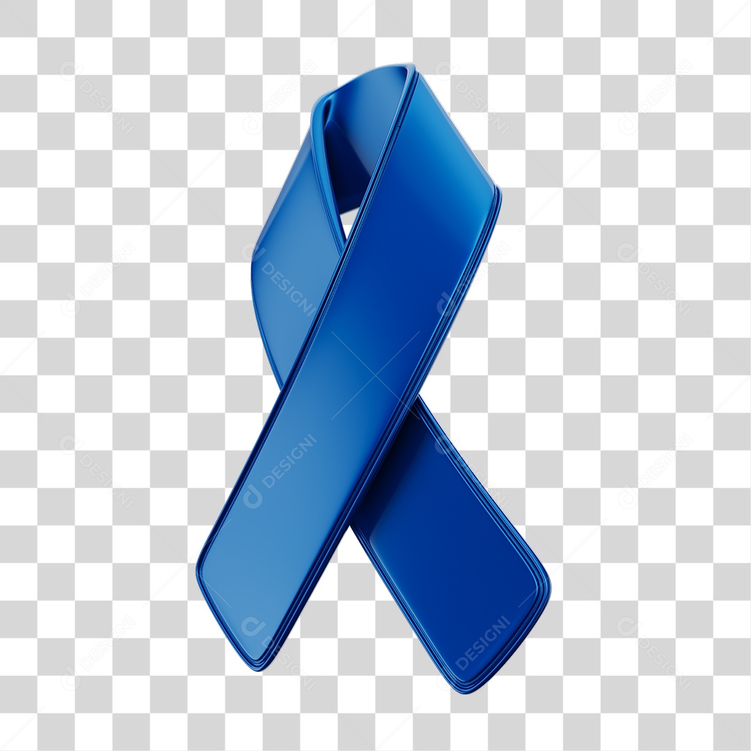 Laço Fita Azul Elemento 3D PNG Transparente