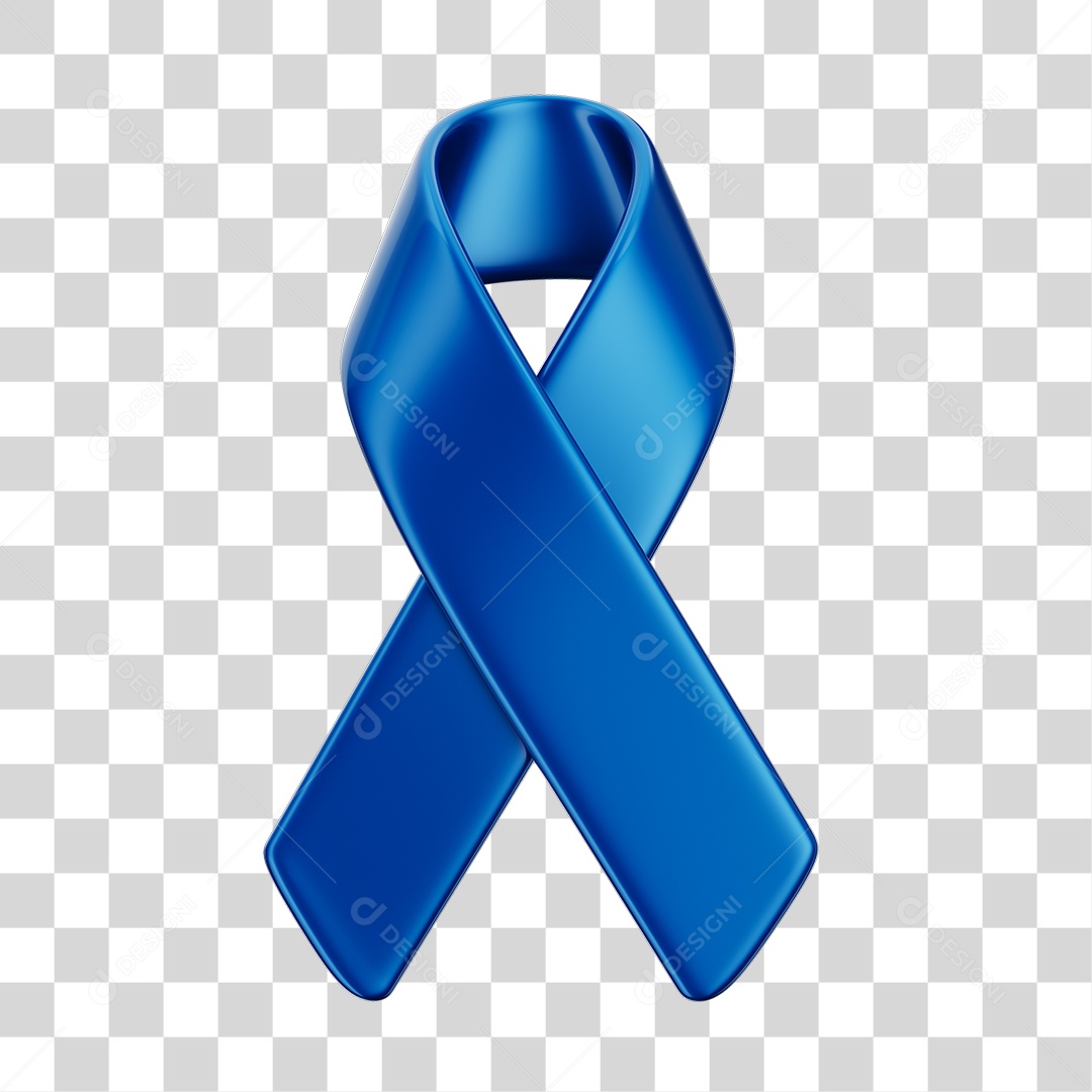 Laço Fita Azul Elemento 3D PNG Transparente