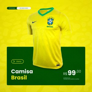 Social Media Camisa Seleção Brasileira Brasil PSD Editável