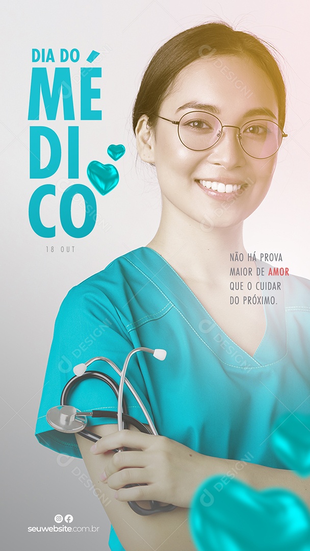 Dia Do Médico 18 De Outubro Data Comemorativa Social Media PSD Editável