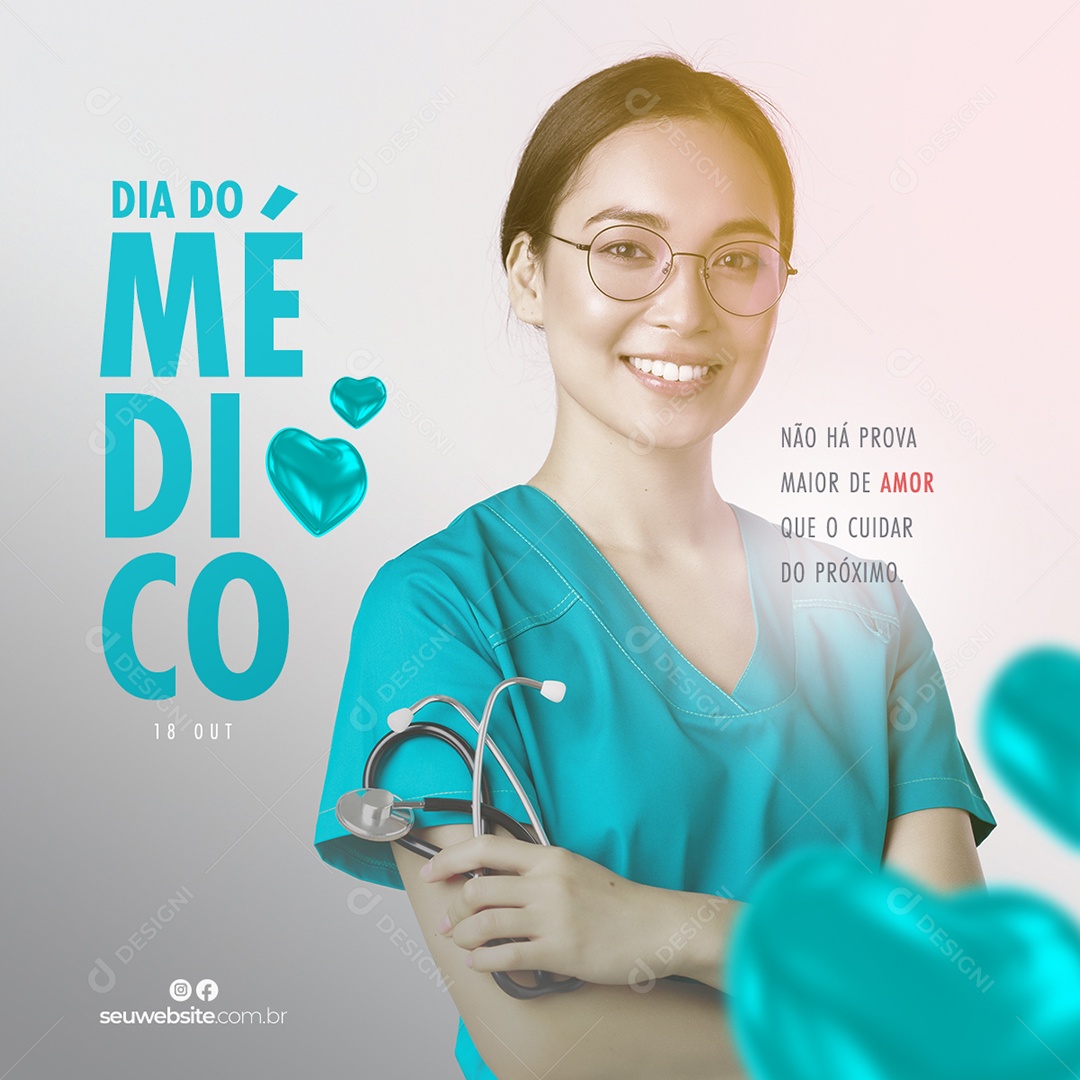 Dia Do Médico 18 De Outubro Data Comemorativa Social Media PSD Editável