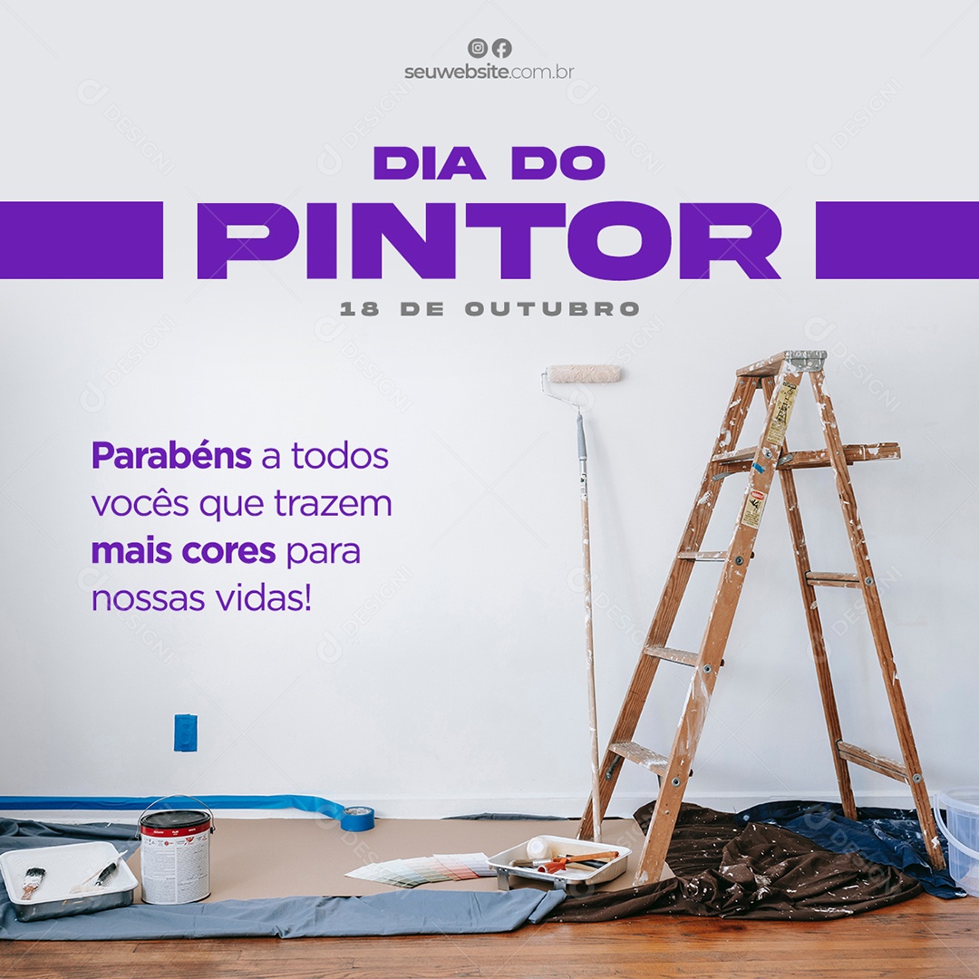 Dia Do Pintor Data Comemorativa 18 De Outubro Social Media PSD Editável
