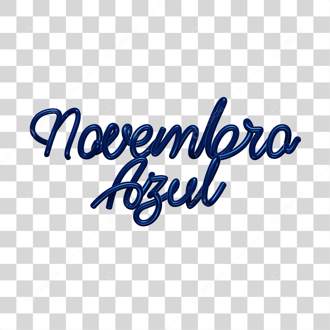 Texto 3D Novembro Azul PNG Transparente